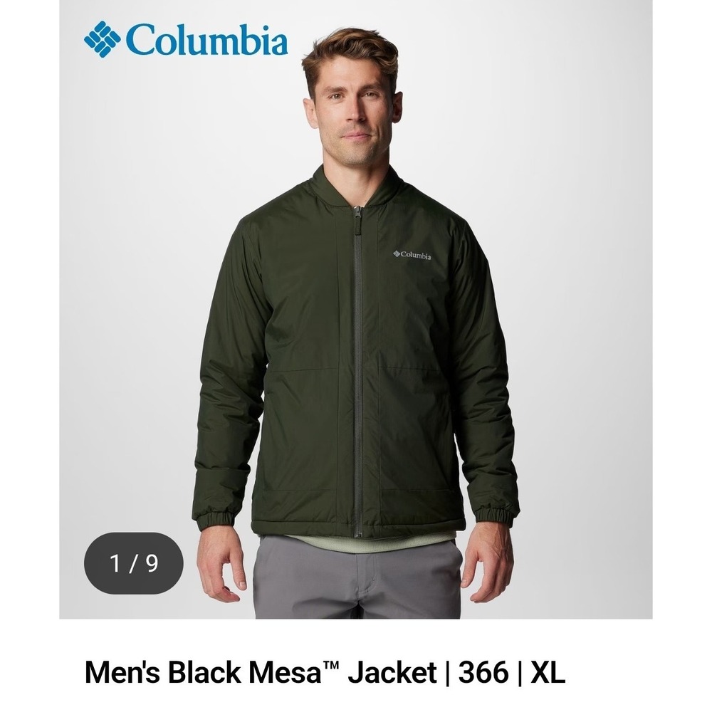 NWOT- Columbia Men's Black Mesa Jacket Size XL Full Zip - Color Greenscape